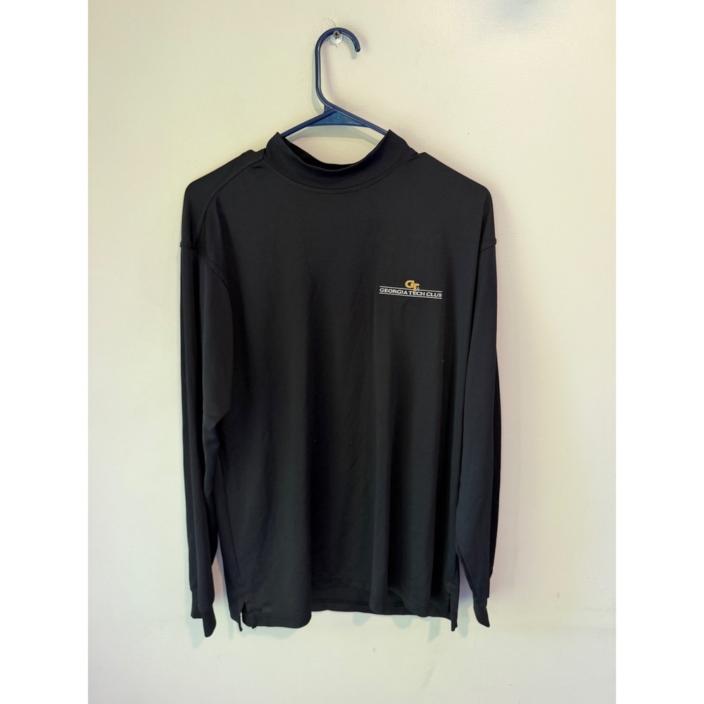 Monterey Club Georgia Tech Club Mock Neck Long Sleeve Shirt Black Mens Medium
